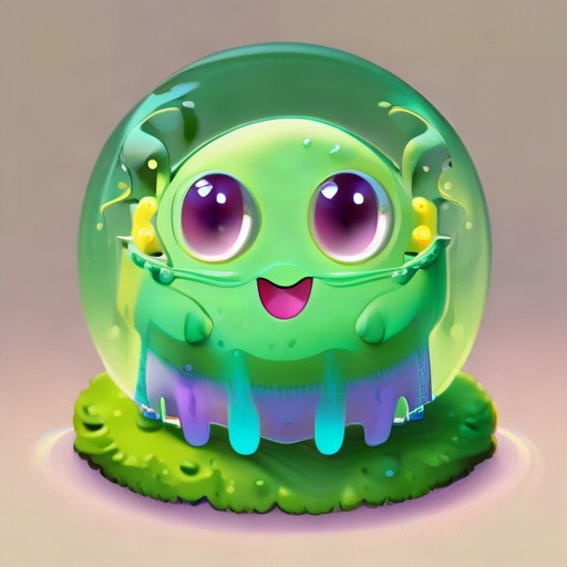 A cute, squishy fantasy slime creature walking by bouncing repeatedly. Soft elastic "boing-plop, boing-plop, boing-plop" sounds, like a tiny water-filled jelly bouncing on a trampoline. Each step has a springy, rubbery upward bounce, followed by a wet gelatinous splat as it lands, with tiny water droplets and subtle bubbly squelches. Playful, soft, juicy, bouncy and slightly magical. Rounded low-mid pitch, tactile liquid-gel texture, short natural decay. Consistent rhythmic footsteps